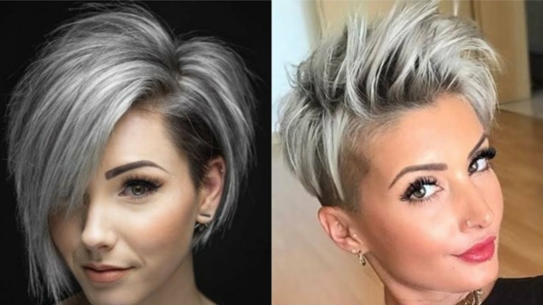 Silberne Haarfarbe haarfarben trend 2021 junger damen