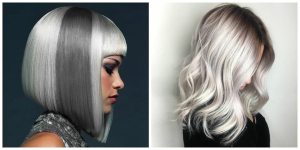 Silberne Haarfarbe haarfarben trend 2021
