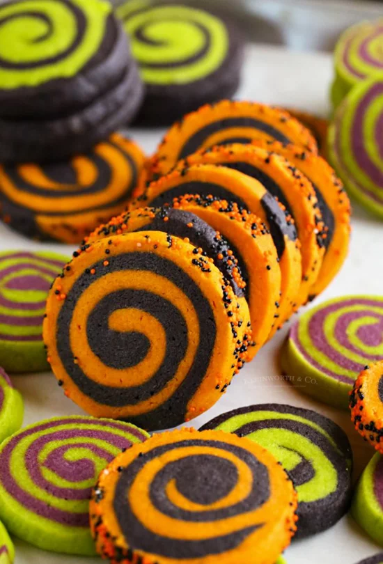 halloween kekse bunte spiralen