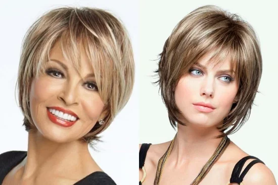 Frisuren ab 40 zwei schöne Frauen verschiedene Blondnuancen Kurzhaarschnitte