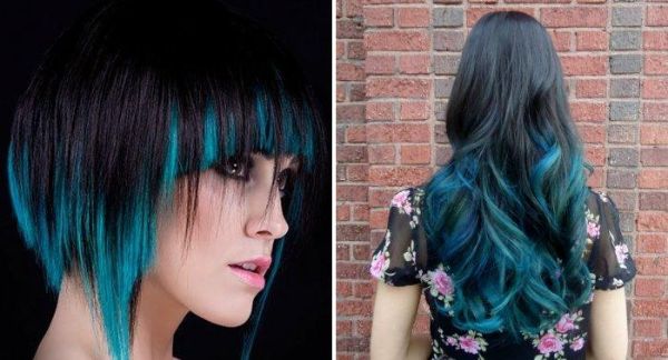 Kombination aus dunklen und blauen Haaren Farbtrends 2021