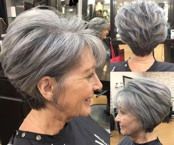 auf natürlichen Look setzen Kurzhaarschnitte für Frauen über 50 graue Haare