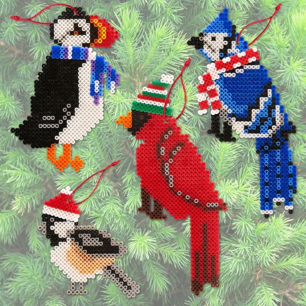Mit Bügelperlen zu Weihnachten basteln – kinderleichte DIY Projekte mit Pixel Art Optik niedliche vögel mit bügelperlen