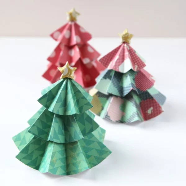Origami Weihnachten Deko Ideen und DIY Anleitungen einfache kaffeefilter bäume