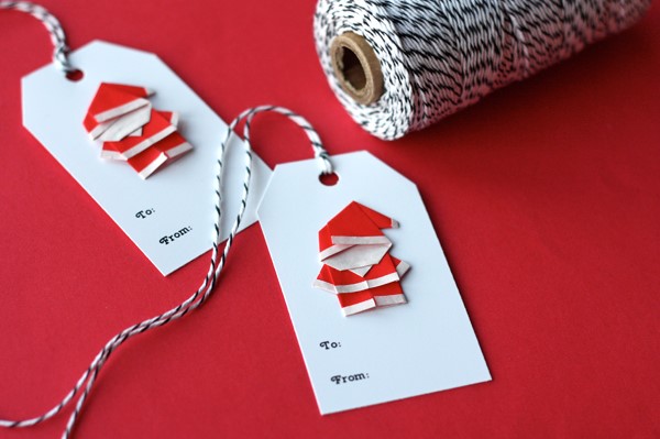 Origami Weihnachten Deko Ideen und DIY Anleitungen geschenkanhänger nikolaus origami