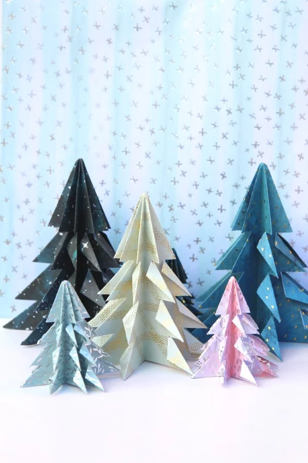 Origami Weihnachten Deko Ideen und DIY Anleitungen origami bäume einfach