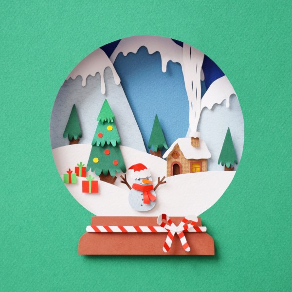 Scherenschnitt Weihnachten Deko Ideen und Last-Minute Anleitungen bunte diorama landschaft