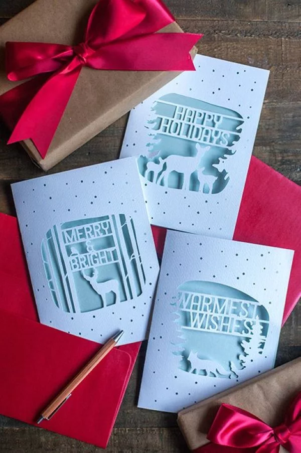 Scherenschnitt Weihnachten Deko Ideen und Last-Minute Anleitungen weihnachtskarten grußkarten diy
