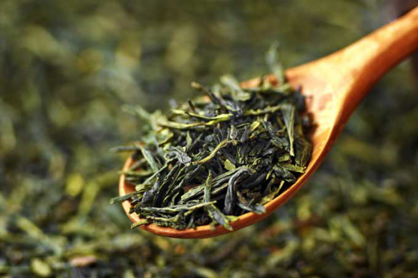 Tee trinken für inneren Glow grüne Blätter reich an Antioxidantien