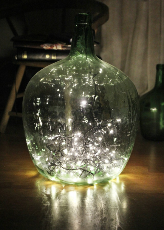 lichterketten balonflasche weihnachtsdeko im glas selber machen