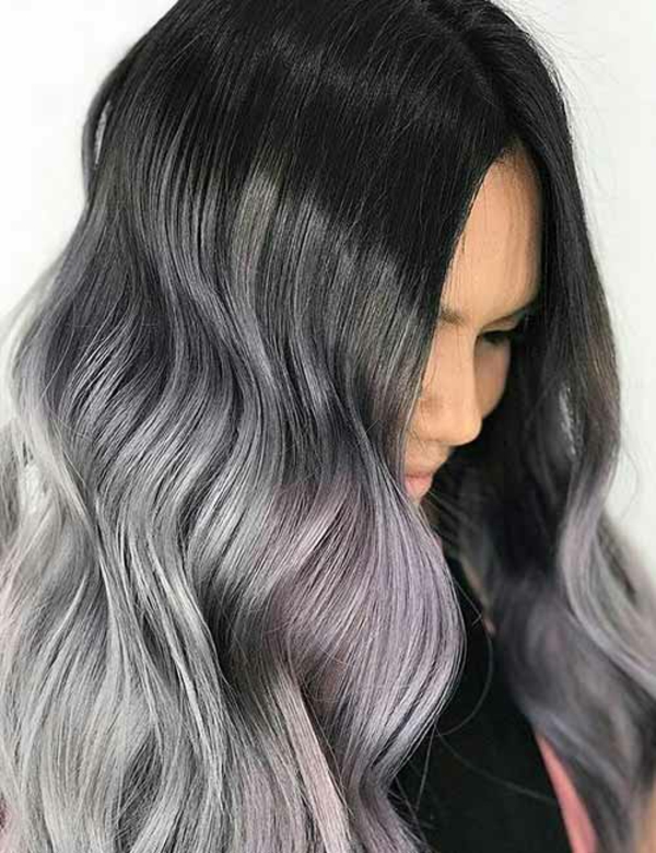 ombre haarfarbe schwarz grau kombination
