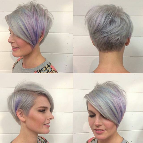 silbergraue lila highlights coole haarfarben für kurz haare