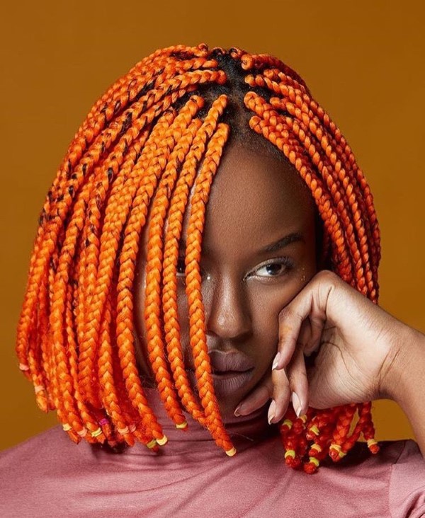 Braided Bob – zeitlos hübsche Frisur für Naturlocken, aber nicht nur orange haarfarbe ideen