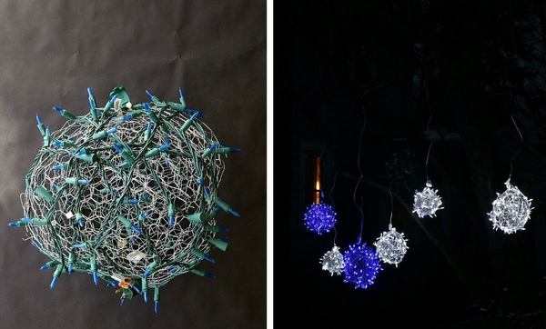 DIY Weihnachtskugeln aus Draht und Lichterketten