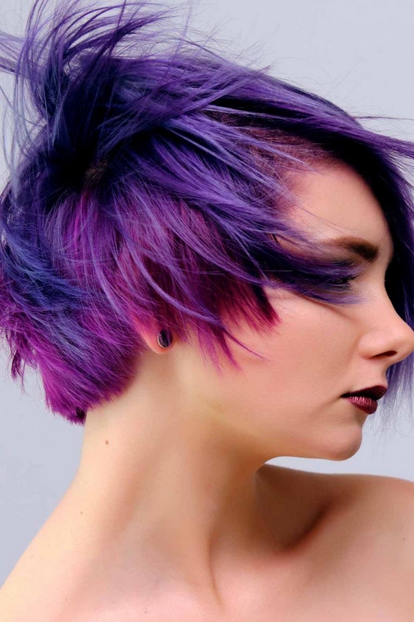 lila Haarfarbe Ideen Haartrends Nuancen zusammen mischen