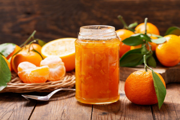 Mandarinen Desserts frische Früchte zu Marmelade verarbeiten