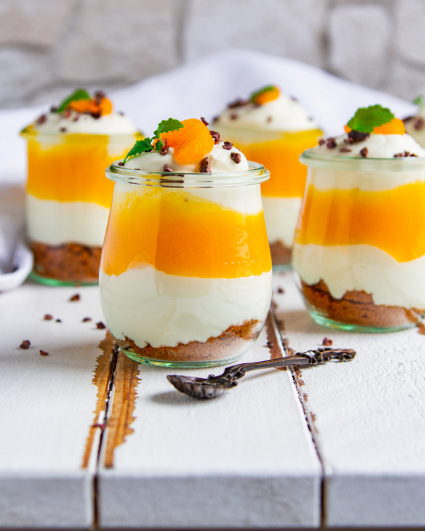 Mandarinen Desserts mandarinen-Quark- Dessert im Glas