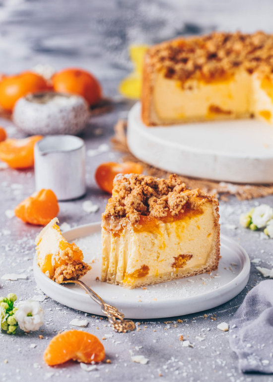 Veganer Mandarinen Kuchen mit Streuseln gute Idee für leckeres Dessert