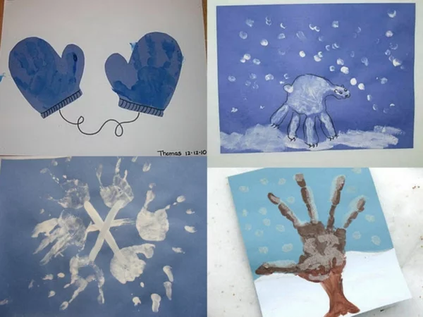 basteln im winter mit kleinkindern handschuhe ideen