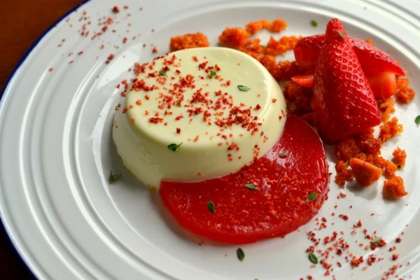 Panna Cotta mit Erdbeersauce und Maracuja italienische nachspeise edel