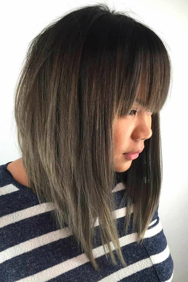 Long Bob Mit Pony Ist Eine Trendige Frisur Für Mittellange Haare