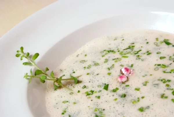 Neun-Kräutersuppe gesunde Suppe in der Karwoche aus neun frischen Kräutern zubereitet