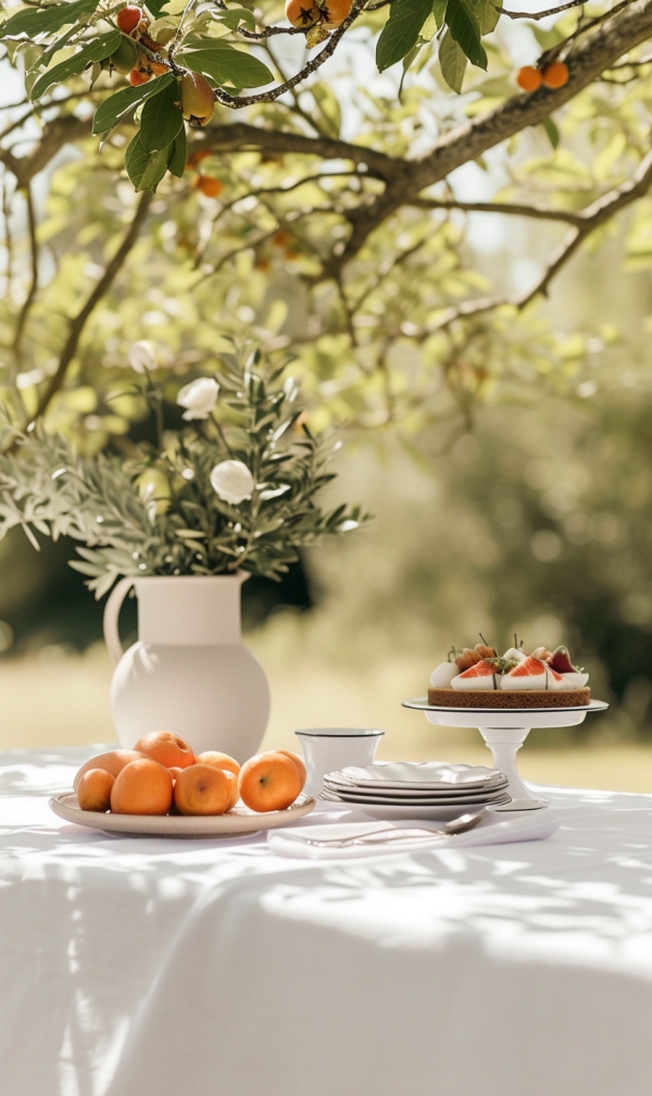 Sommerparty Deko Ideen ein Esstisch mit Vase und Blumen geschmückt