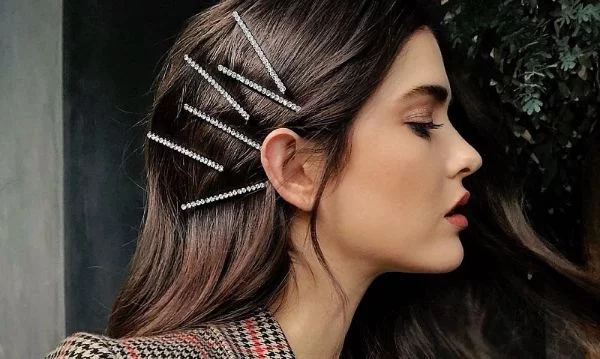 braunes Haar mit dezenten Haarspangen Frisuren Trends