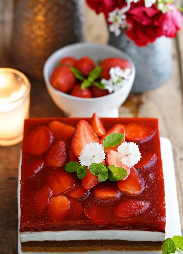 Erdbeerschnitten Rezept Erdbeer Blechkuchen