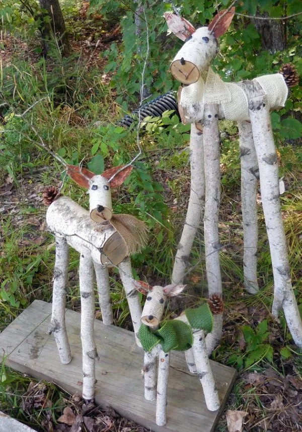 Gartendeko mit Birkenholz – traumhafte Ideen mit symbolischer Bedeutung tiere elche rehe birke