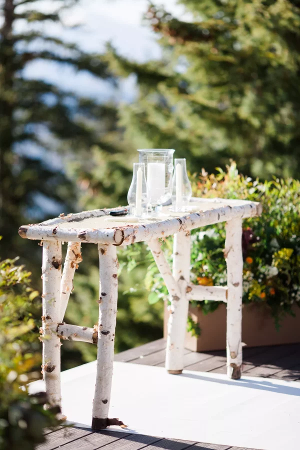Gartendeko mit Birkenholz – traumhafte Ideen mit symbolischer Bedeutung tisch aus birke aeste
