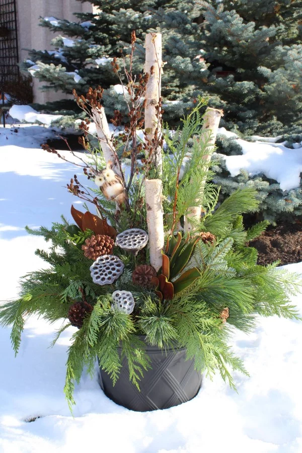 Gartendeko mit Birkenholz – traumhafte Ideen mit symbolischer Bedeutung winter weihnachten deko idee