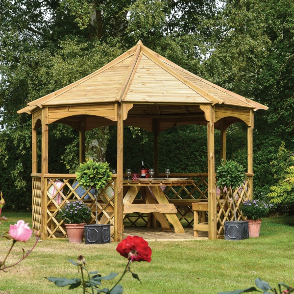 Gartenpavillon DIY Ideen kit selber bauen sonnenschutz