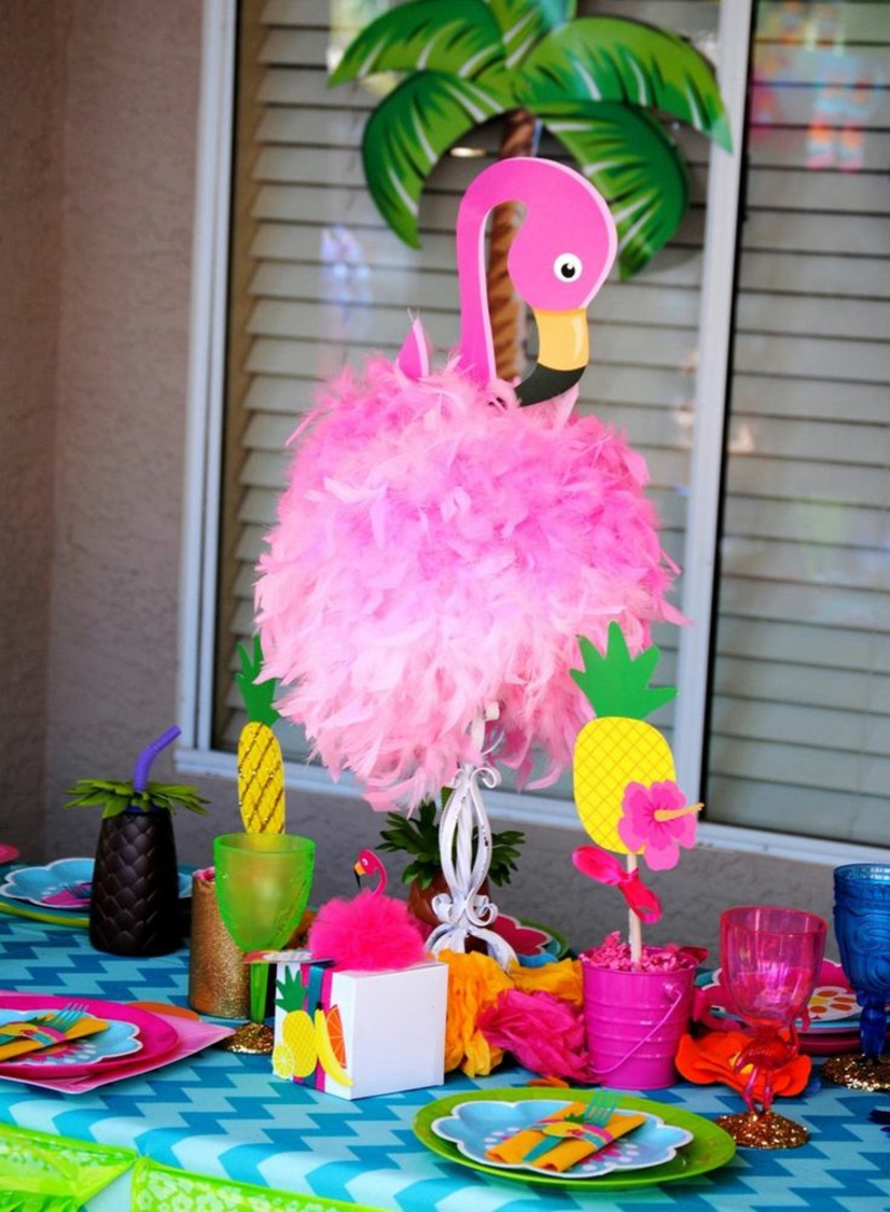 flamingo party geschenketisch