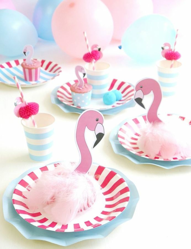 flamingo party geschirr deko ideen kindergeburtstag