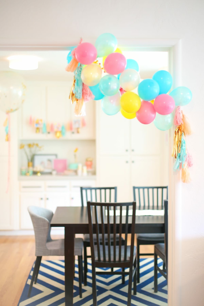 kindergeburtstag deko girlande basteln ballons