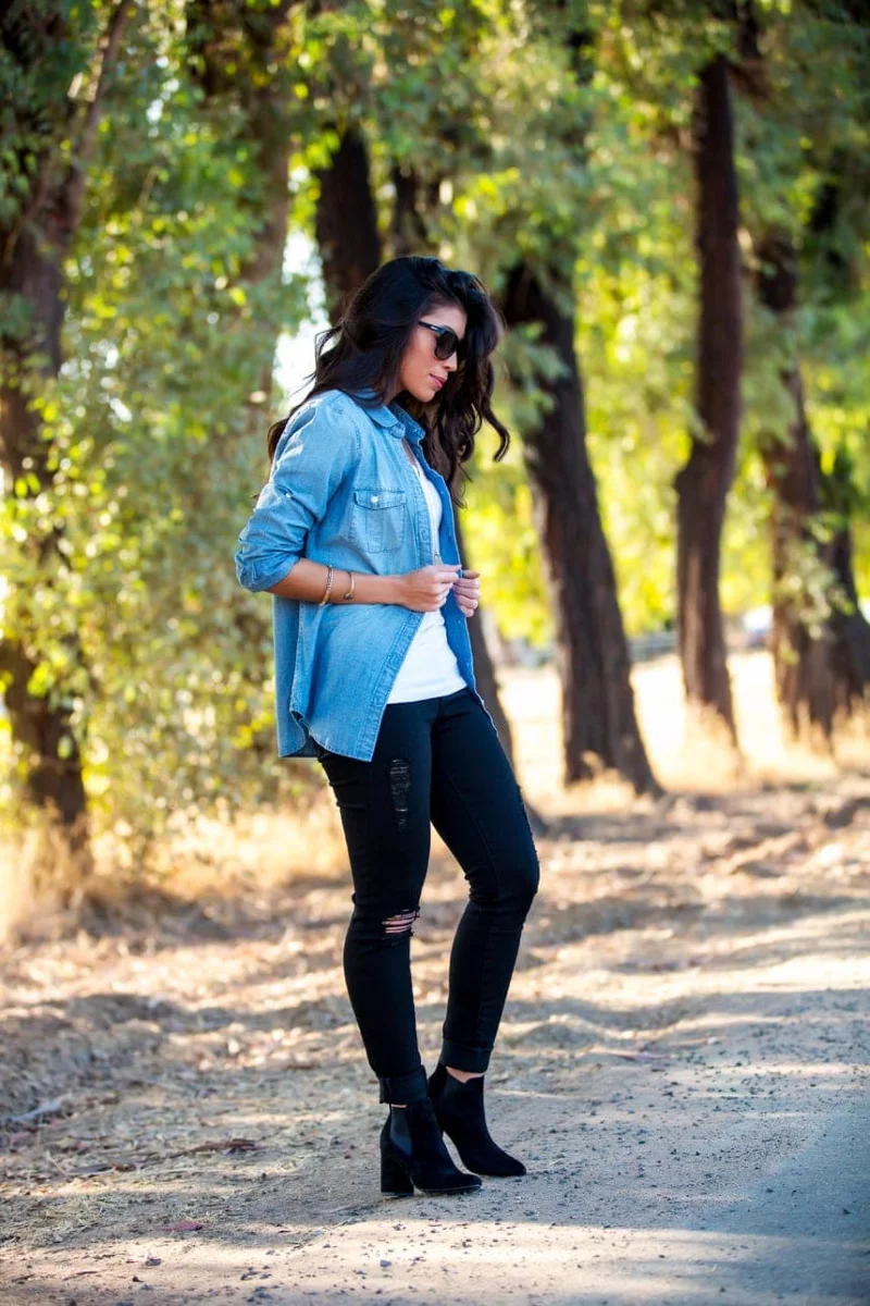 Jeanshemd kombinieren – stilvolle Ideen fuer jeden Tag jeansjacke hemd cool
