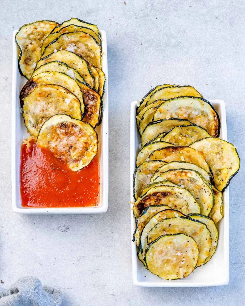 Knusprige und gesunde Low-Carb Zucchini Chips selber machen party fingerfood ideen