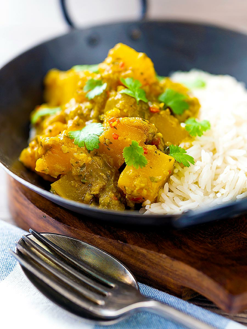 kuerbis curry mit fleisch