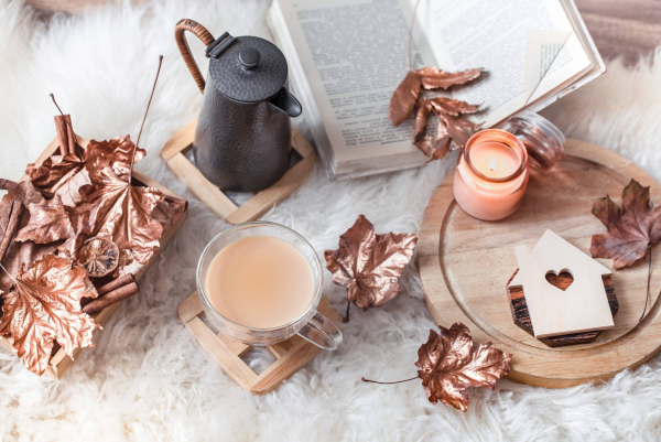 Haus winterfest machen Tee trinken Kerzen gemuetlich und warm zu Hause