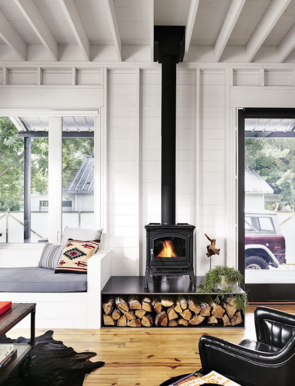 Haus winterfest machen ein gut geheiztes Zuhause Kaminofen Brennholz einladend gemuetlich