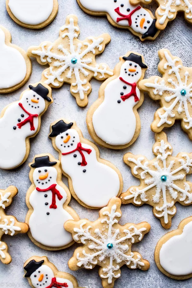 Weihnachtsplаеtzchen dekorieren Royal Icing Zuckerguss Schneemännchen