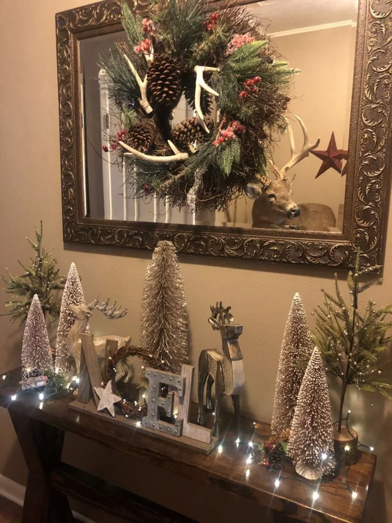 eingangsbereich weihnachtlich dekorieren tuerdeko spiegel dekorieren
