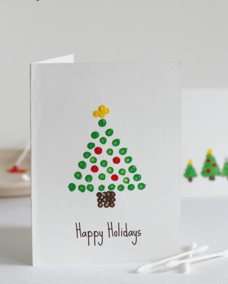 tannenbaum schnelle weihnachtskarte basteln weihnachtsbasteleien