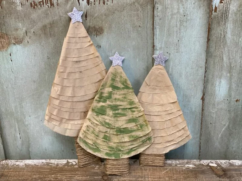 weihnachtliches basteln mit kindern kaffeefilter tannenbaum
