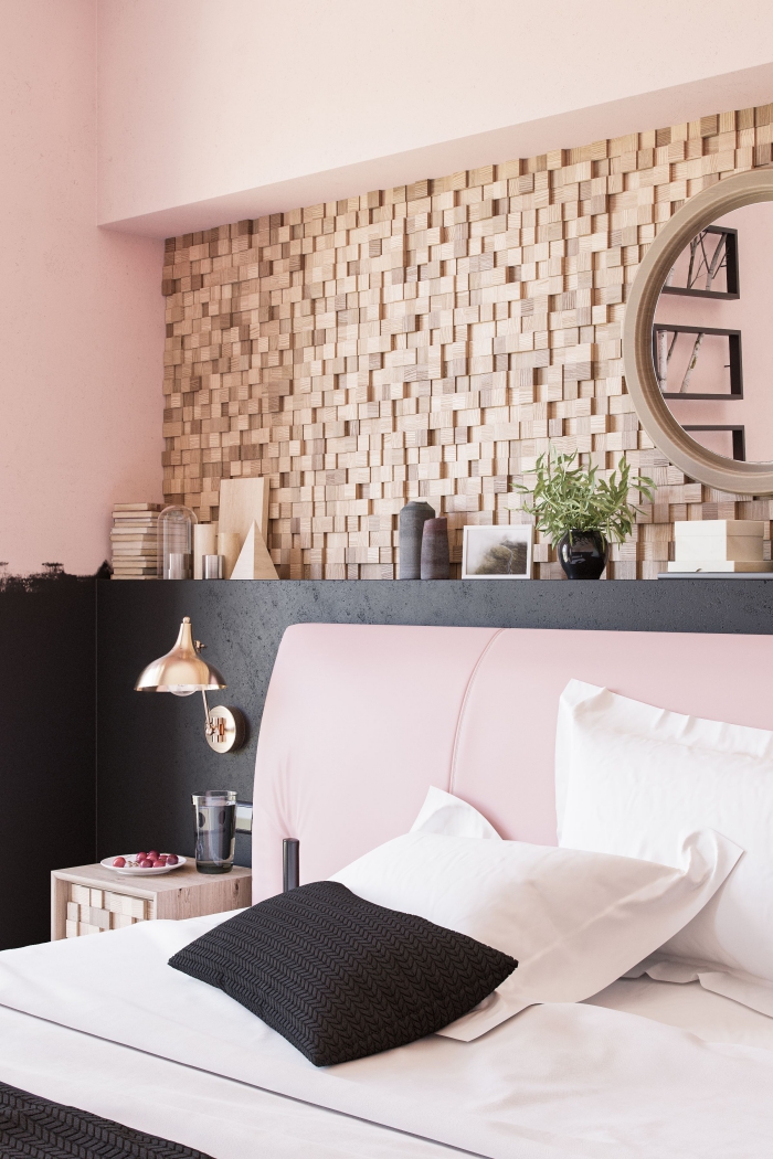 Ideen für Wandgestaltung - Wanddesign mit Mosaikfliesen im Schlafzimmer