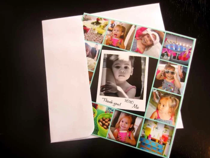 Einschulungskarten mit Fotos basteln DIY Ideen für Geschenk