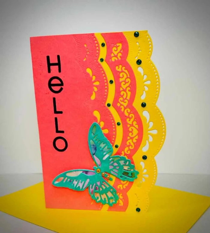 Hübsche Einschulungskarten machen DIY Ideen mit Schmetterling