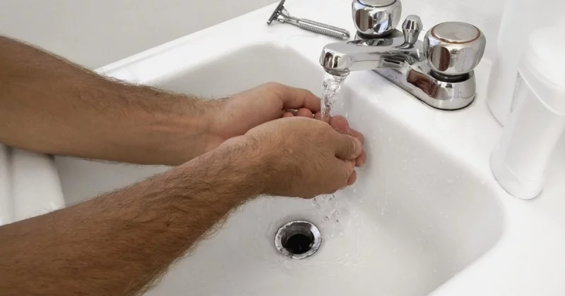 Abfluss stinkt - Hände waschen im Spülbecken