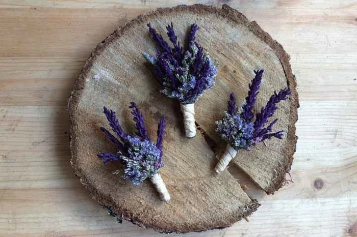 Boutonnière basteln mit Lavendel